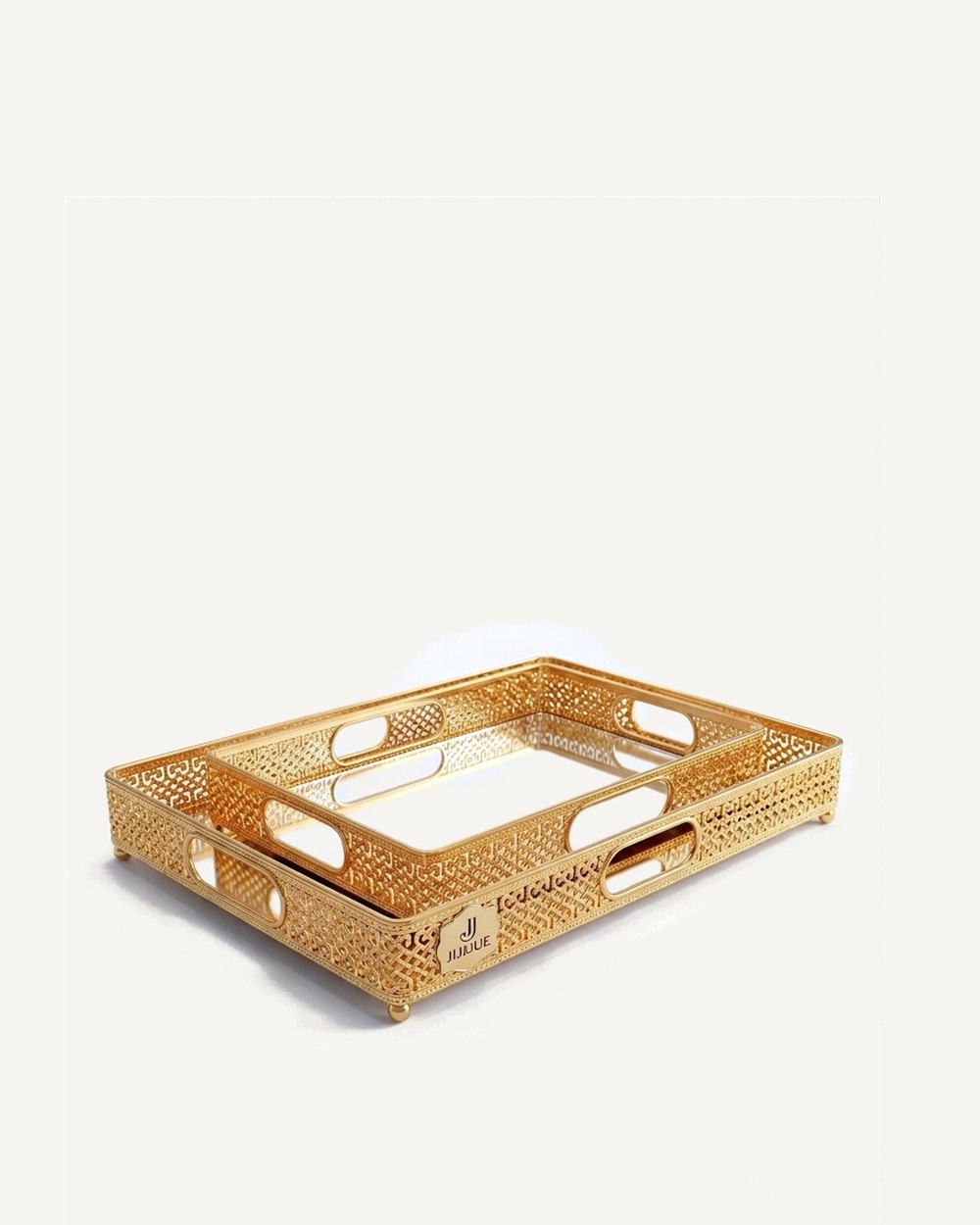 Woven Gold Tray Set